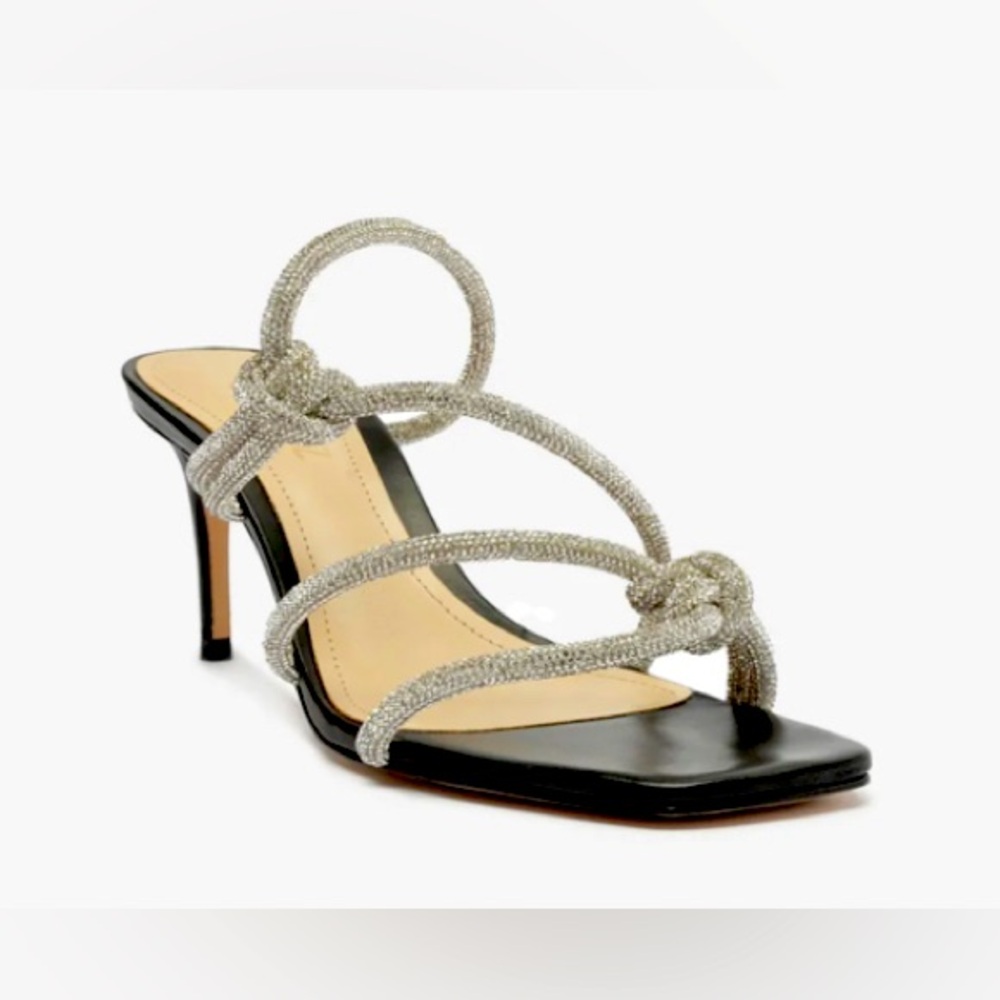 SCHUTZ Lauryn Dress Sandal Leather Cristal Black